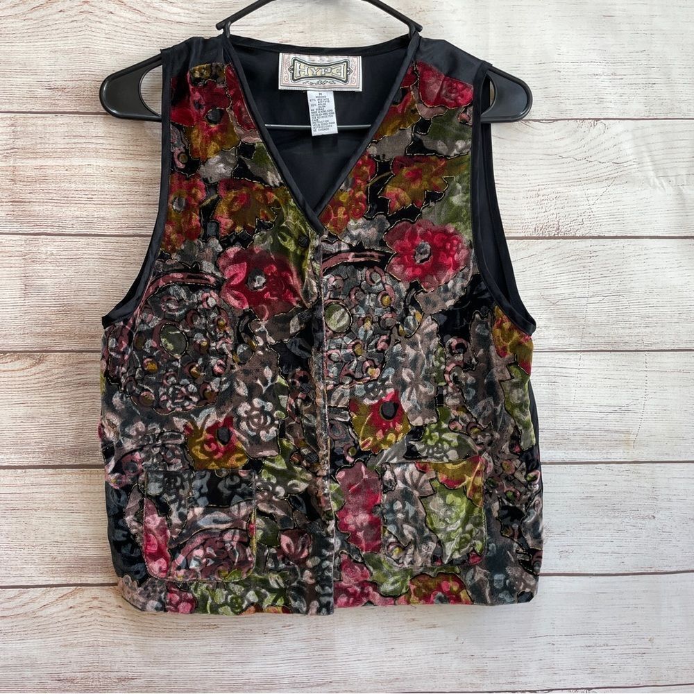 VINTAGE HYPE VELVET FLORAL‎ VEST